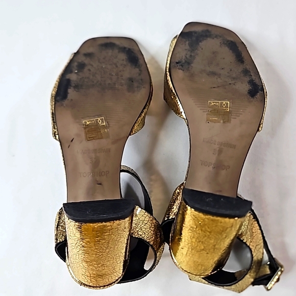 Topshop Gold Strappy Womens Sandals Heels Size 37 - Picture 6 of 7
